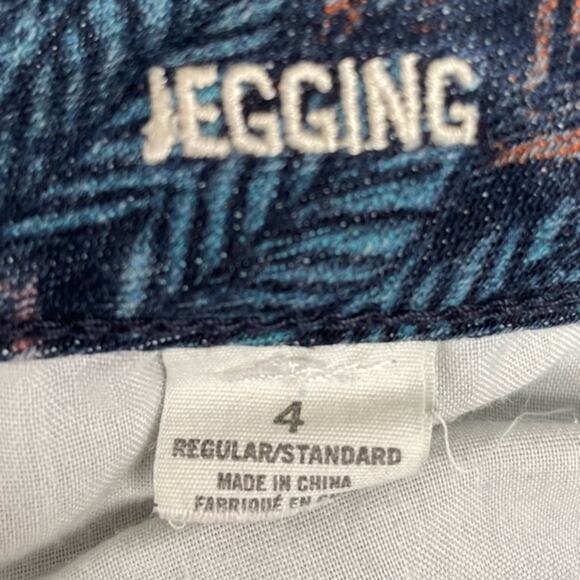 American Eagle Leaf Print Jegging Jeans Zipper Ankle Blue Multi Color Size 4 - Picture 6 of 7